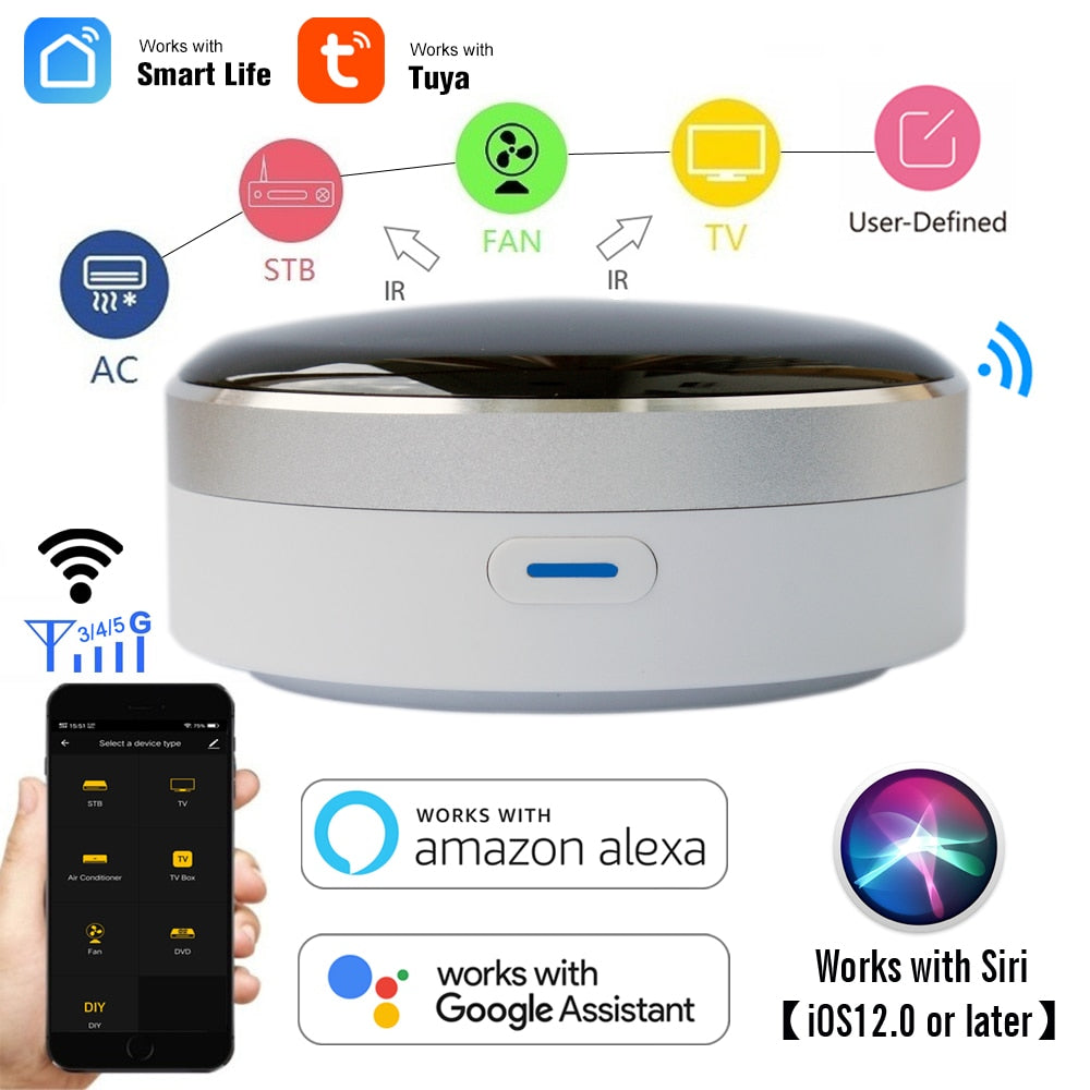 Smart IR RF Universal Remote: Infrared WiFi Remote Controller, IR/RF Smart  Home Hub, IR Emitter and RF Blaster for Fan AC TV DVD, Tuya/Smart Life App