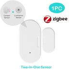 Zigbee Smart Door Window Contact Sensor Brightness Alarm Detector Tuya Smart Life Remote Control Work With Alexa Google Home