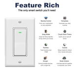 Wifi US Smart In-Wall Light Switch Push Button 1 Way Switch