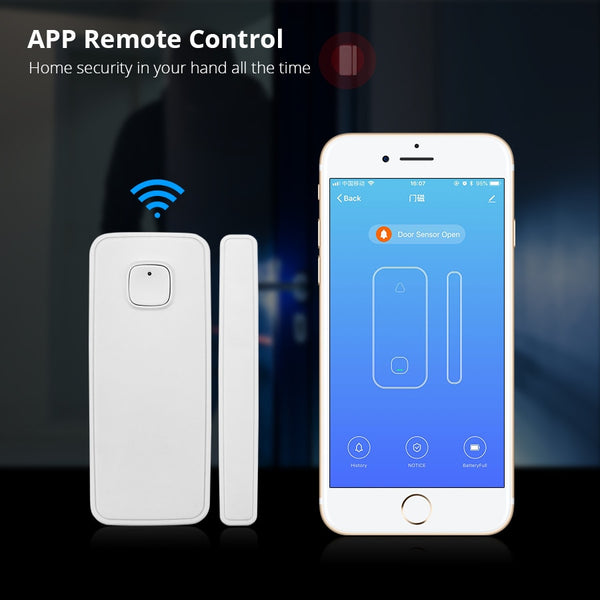 Smart WIFI Door Window Sensor Open / Closed Detector Wireless Alarm Home Security Works with Alexa Google Home