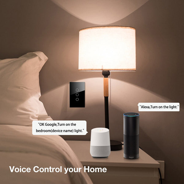 US Standard Wall Light Touch Switch WIFI 1/2/3 Gang App Remote Voice Control works with Alexa Google Home Siri